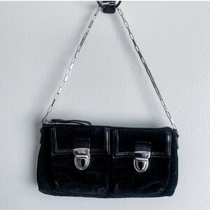 Vtg 90s Y2K Banana Republic genuine suede double pocket baguette mini purse